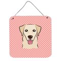 Micasa Checkerboard Pink Golden Retriever Aluminum Metal Wall Or Door Hanging Prints, 6 x 6 In. MI250551